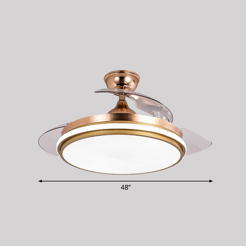 Nordic 3 Blades LED Pendant Fan Lighting Round Remote Control Semi-Flush Light with Acrylic Shade Clearhalo 'Ceiling Fans with Lights' 'Ceiling Fans' 'Modern Ceiling Fans' 'Modern' Lighting' 2477901