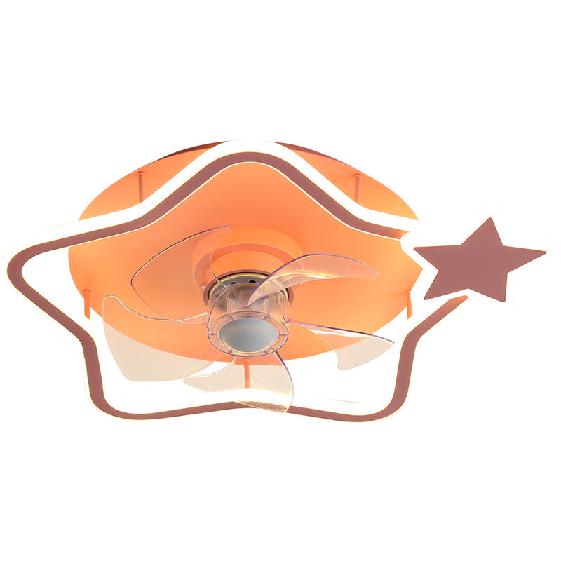 Loop Shaped Aluminum Fan Lighting Cartoon Pink Semi Flush Mounted Ceiling LED Light with Remote Control Clearhalo 'Ceiling Fans with Lights' 'Ceiling Fans' 'Kids Ceiling Fans' 'Kids' 'Modern Ceiling Fans' 'Modern' Lighting' 2477984