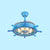 Creative Kids Rudder Hanging Fan Light Fixture Metal Boys Room LED Semi Flush Light in Blue, 4 Blades Blue Clearhalo 'Ceiling Fans with Lights' 'Ceiling Fans' 'Kids Ceiling Fans' 'Kids' Lighting' 2478044