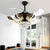 42" Wide Curved Arm LED Semi Flush Chandelier Modern Luxe Metal Living Room Ceiling Fan Lamp with 3-Blade and Remote Black Remote Clearhalo 'Ceiling Fans with Lights' 'Ceiling Fans' 'Modern Ceiling Fans' 'Modern' Lighting' 2478055