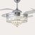 42" W Chrome Round Hanging Fan Lamp Minimalist Beveled Crystal LED Semi Flush Light Fixture with 4 Blades Chrome Clearhalo 'Ceiling Fans with Lights' 'Ceiling Fans' 'Modern Ceiling Fans' 'Modern' Lighting' 2478070