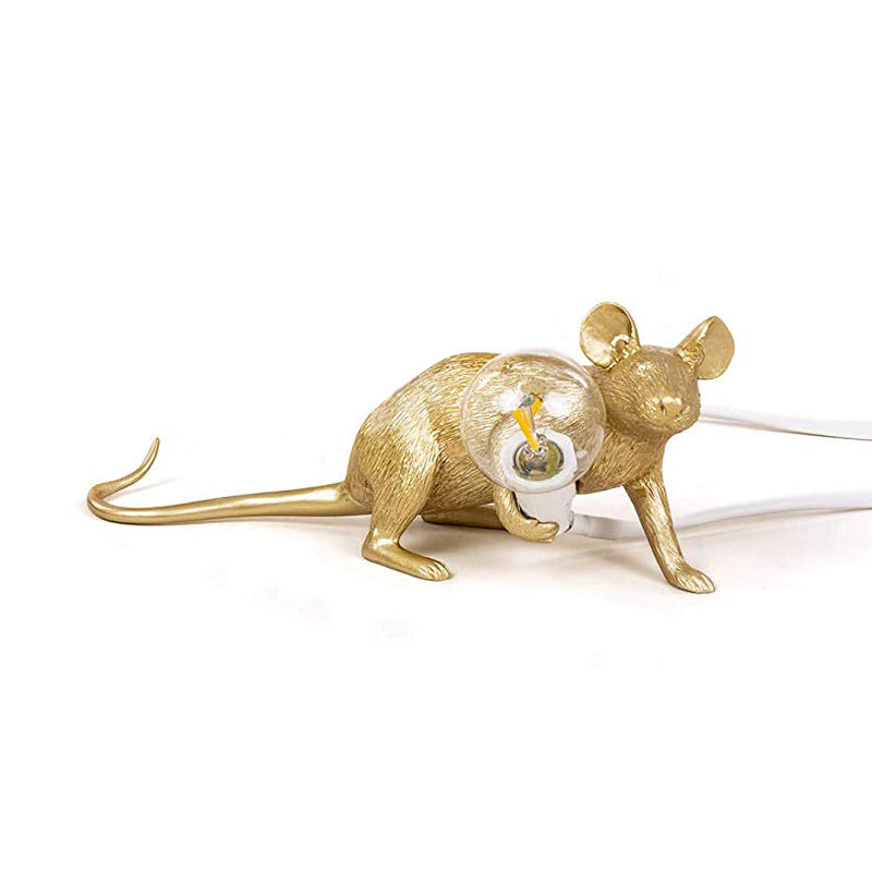 Gold Finish Mouse Small Table Light Decorative Single Resin Night Lamp for Bedroom Gold Prone Clearhalo 'Lamps' 'Table Lamps' Lighting' 2478130