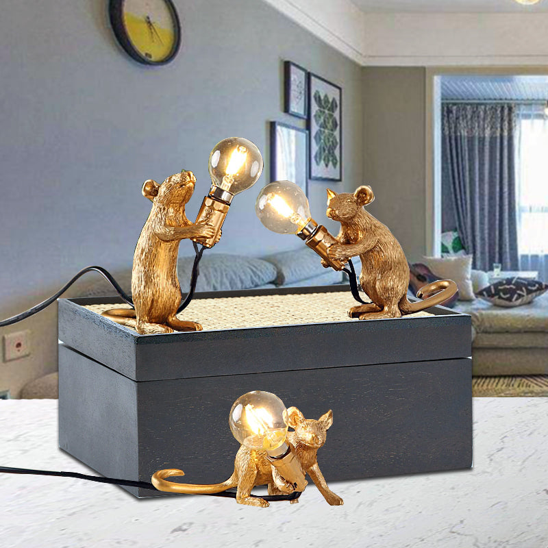 Gold Finish Mouse Small Table Light Decorative Single Resin Night Lamp for Bedroom Clearhalo 'Lamps' 'Table Lamps' Lighting' 2478131
