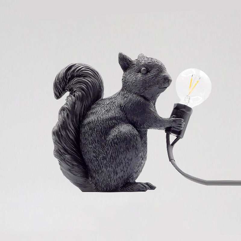 Artistic Squirrel Night Table Light Resin Single-Bulb Childrens Bedside Night Lamp Grey Clearhalo 'Lamps' 'Table Lamps' Lighting' 2478138