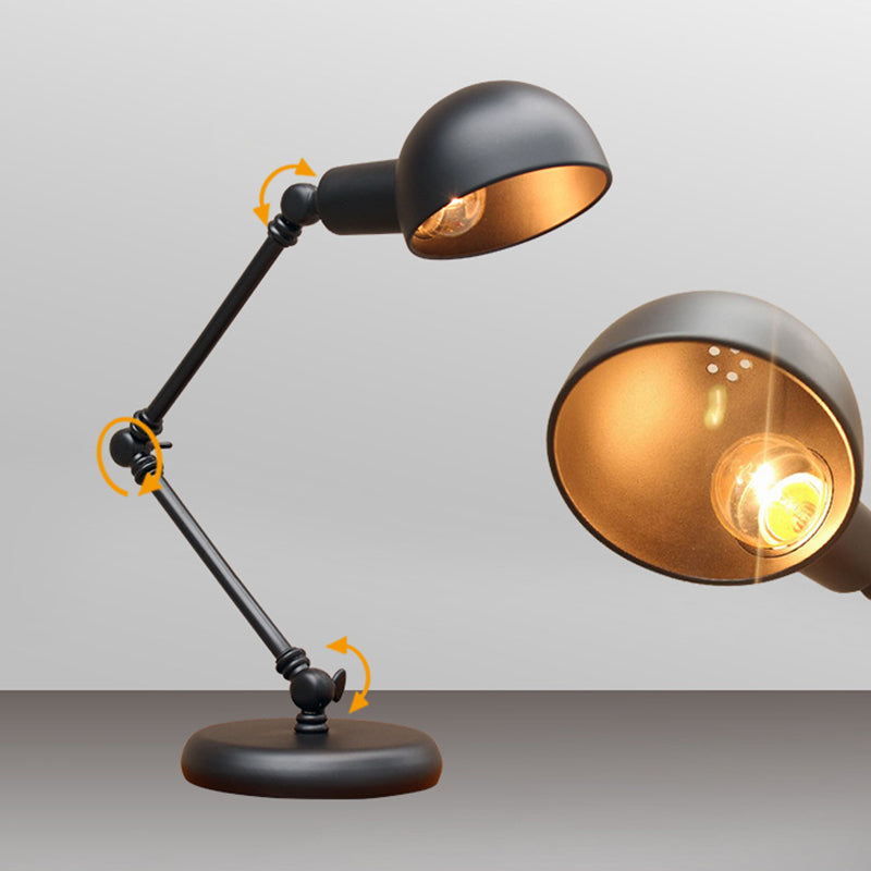 Metal 3-Joint Swing Arm Task Light Industrial 1 Bulb Bedroom Table Lamp ...