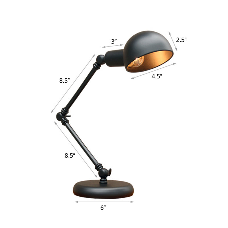 Metal 3-Joint Swing Arm Task Light Industrial 1 Bulb Bedroom Table Lamp with Shade in Black Clearhalo 'Lamps' 'Table Lamps' Lighting' 2478198