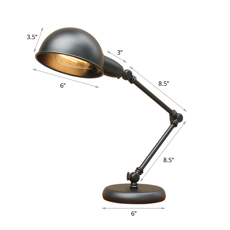Metal 3-Joint Swing Arm Task Light Industrial 1 Bulb Bedroom Table Lamp with Shade in Black Clearhalo 'Lamps' 'Table Lamps' Lighting' 2478199