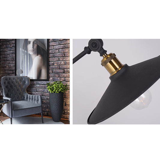Single Wide Flared Reading Lamp Industrial Matte Black Metal Table Light with Balance Arm Clearhalo 'Lamps' 'Table Lamps' Lighting' 2478206