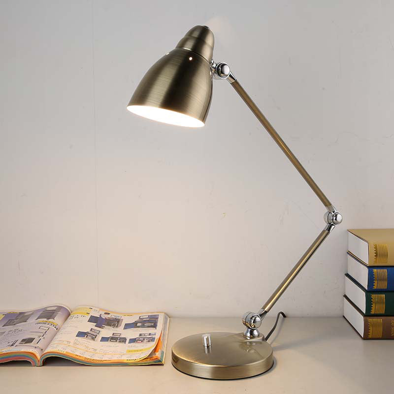 Iron Bell Shaped Table Lamp Industrial Single Study Room Desk Light with Swing Arm Bronze Clearhalo 'Lamps' 'Table Lamps' Lighting' 2478219