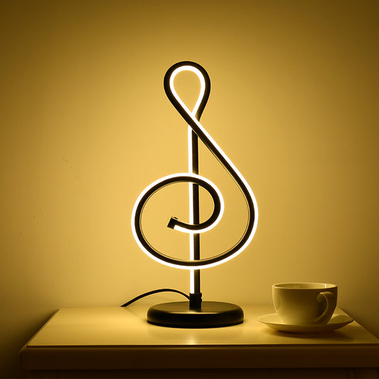 Modern Twist Line LED Lamp Aluminum Living Room Night Table Light with Power Switch Black Musical Note Clearhalo 'Lamps' 'Table Lamps' Lighting' 2478232