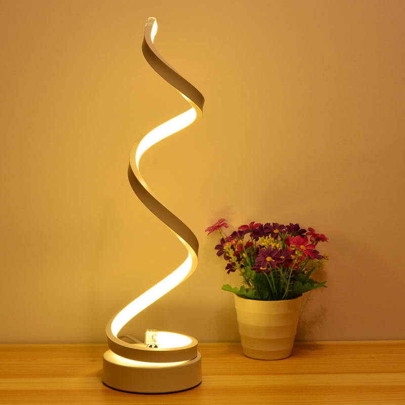 Modern Twist Line LED Lamp Aluminum Living Room Night Table Light with Power Switch Gold Wavy Clearhalo 'Lamps' 'Table Lamps' Lighting' 2478233