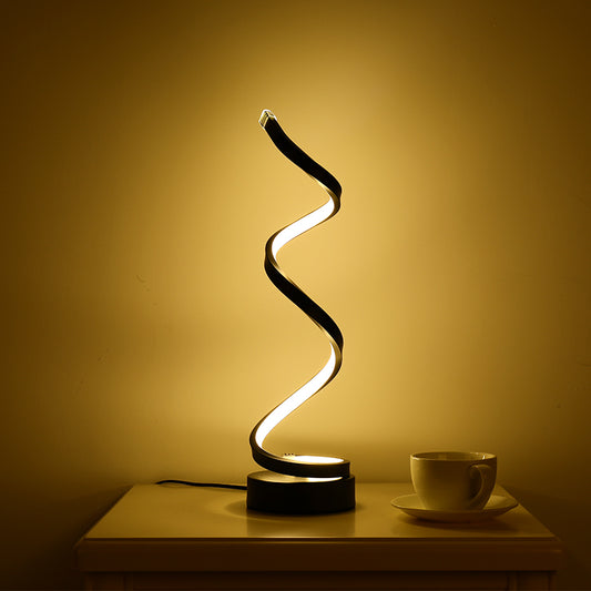 Modern Twist Line LED Lamp Aluminum Living Room Night Table Light with Power Switch Black Wavy Clearhalo 'Lamps' 'Table Lamps' Lighting' 2478235