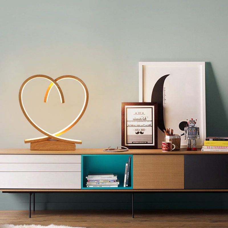 Halo Ring LED Nightstand Lamp Decorative Metal Wood Finish Table Light for Bedroom Clearhalo 'Lamps' 'Table Lamps' Lighting' 2478272