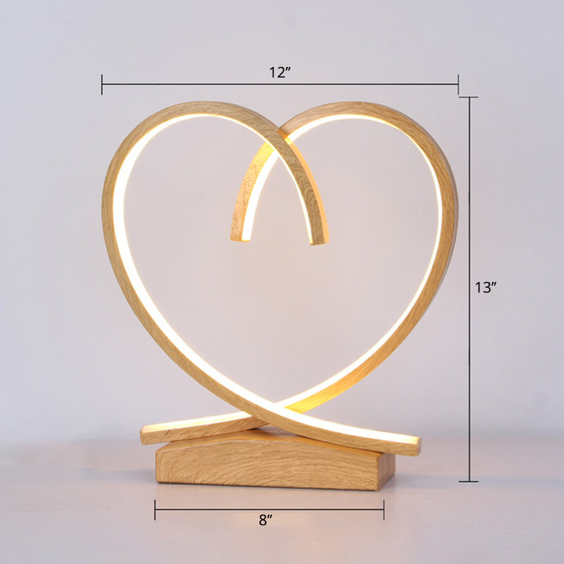Halo Ring LED Nightstand Lamp Decorative Metal Wood Finish Table Light for Bedroom Clearhalo 'Lamps' 'Table Lamps' Lighting' 2478276