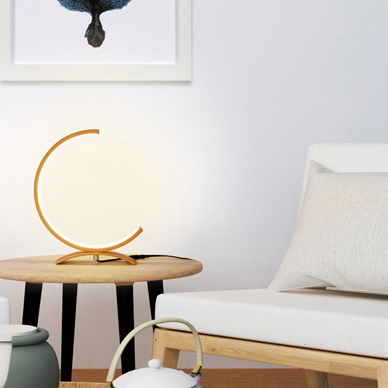 C Shaped Aluminum Night Lamp Minimalist Style LED Table Light with Dimmer Switch Clearhalo 'Lamps' 'Table Lamps' Lighting' 2478281