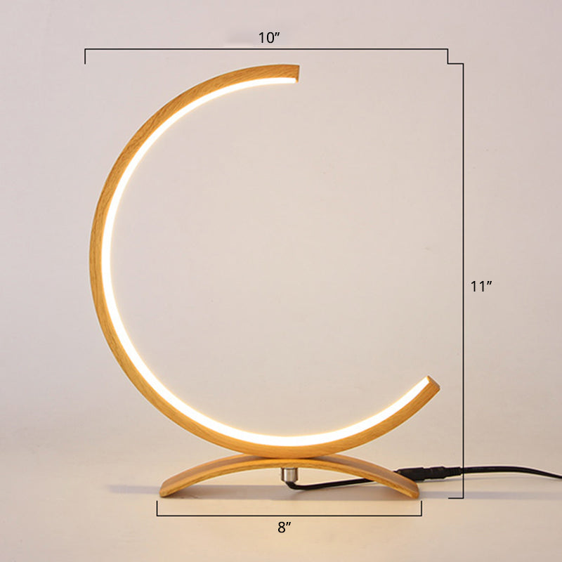 C Shaped Aluminum Night Lamp Minimalist Style LED Table Light with Dimmer Switch Clearhalo 'Lamps' 'Table Lamps' Lighting' 2478284