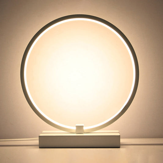 Circular Night Table Lamp Simple Style Acrylic LED Night Light for Bedroom Decor White Clearhalo 'Lamps' 'Table Lamps' Lighting' 2478289