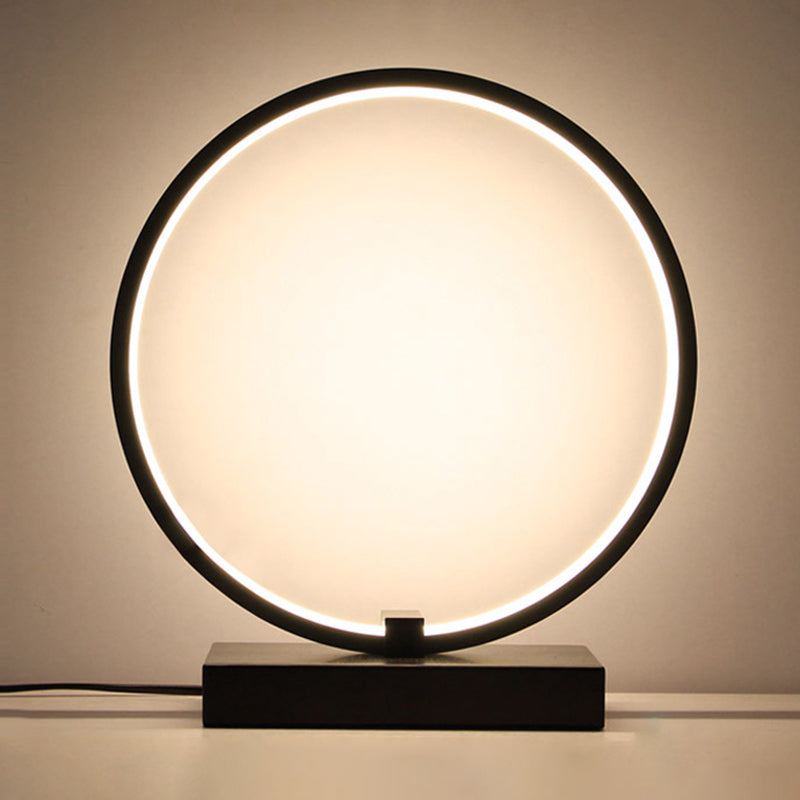 Circular Night Table Lamp Simple Style Acrylic LED Night Light for Bedroom Decor Black Clearhalo 'Lamps' 'Table Lamps' Lighting' 2478293