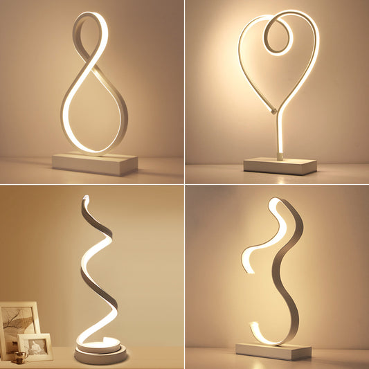 Aluminum Line Art Night Lighting Minimalism LED Accent Table Light for Living Room Clearhalo 'Lamps' 'Table Lamps' Lighting' 2478300
