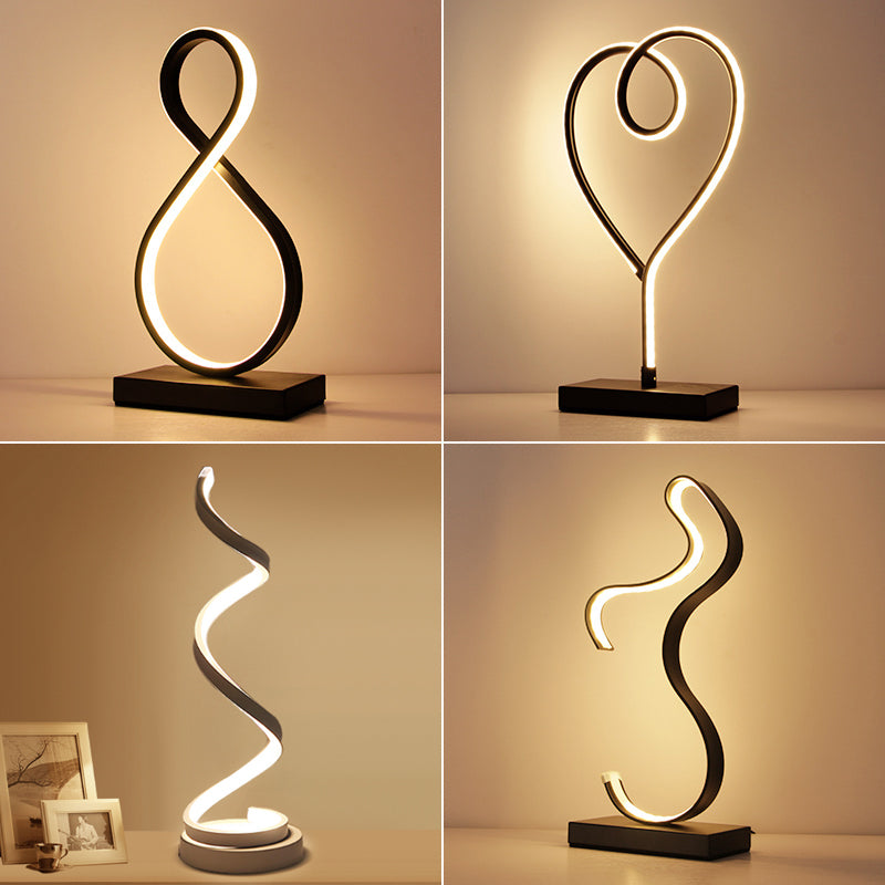 Aluminum Line Art Night Lighting Minimalism LED Accent Table Light for Living Room Clearhalo 'Lamps' 'Table Lamps' Lighting' 2478302
