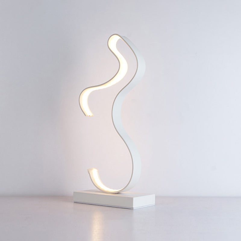Aluminum Line Art Night Lighting Minimalism LED Accent Table Light for Living Room White Curved Clearhalo 'Lamps' 'Table Lamps' Lighting' 2478306