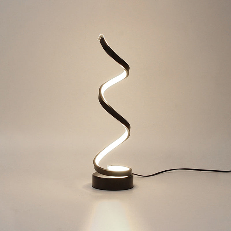 Aluminum Line Art Night Lighting Minimalism LED Accent Table Light for Living Room Black Spiral Clearhalo 'Lamps' 'Table Lamps' Lighting' 2478308