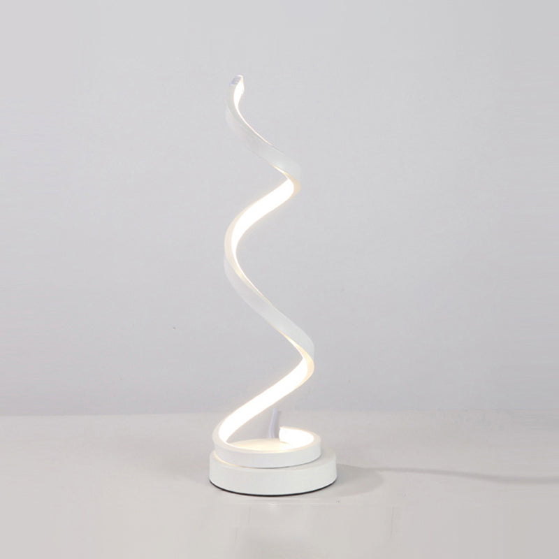 Aluminum Line Art Night Lighting Minimalism LED Accent Table Light for Living Room White Spiral Clearhalo 'Lamps' 'Table Lamps' Lighting' 2478310