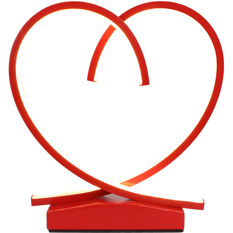 Red Loop Shaped Night Light Decorative Romantic Metal LED Table Lamp for Bedroom Clearhalo 'Lamps' 'Table Lamps' Lighting' 2478344