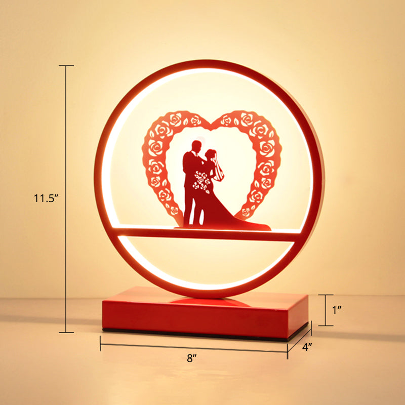 Red Loop Shaped Night Light Decorative Romantic Metal LED Table Lamp for Bedroom Clearhalo 'Lamps' 'Table Lamps' Lighting' 2478346