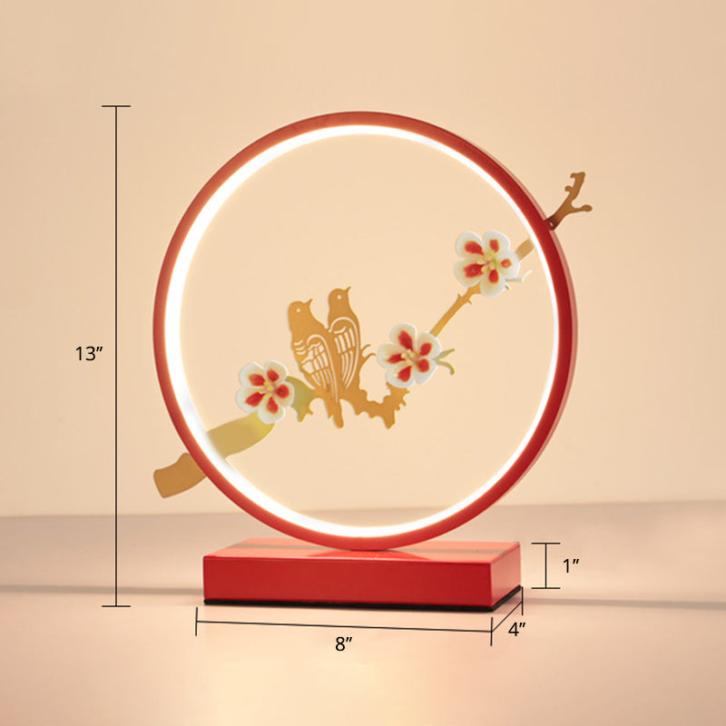 Red Loop Shaped Night Light Decorative Romantic Metal LED Table Lamp for Bedroom Clearhalo 'Lamps' 'Table Lamps' Lighting' 2478347