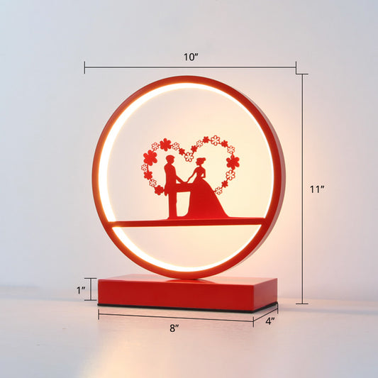 Red Loop Shaped Night Light Decorative Romantic Metal LED Table Lamp for Bedroom Clearhalo 'Lamps' 'Table Lamps' Lighting' 2478348