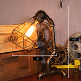 Metal Antiqued Bronze Table Light Water Pipe Creative Steampunk Style Nightstand Lamp Clearhalo 'Lamps' 'Table Lamps' Lighting' 2478407