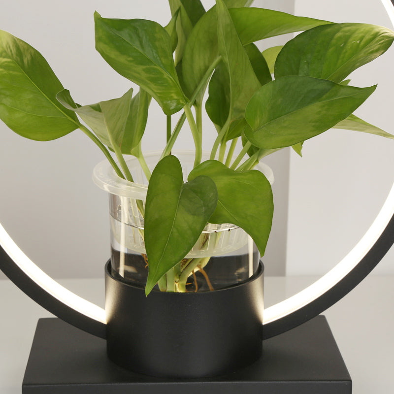 Aluminum Ring Shaped Night Lamp Decorative LED Table Light with Clear Glass Plant Cup Clearhalo 'Lamps' 'Table Lamps' Lighting' 2478452