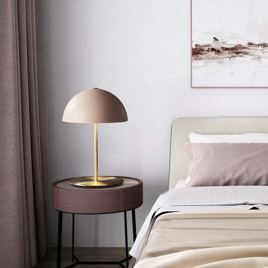Dome Night Table Light Postmodern Metal 1-Light Bedroom Night Lamp with on-off Switch Pink Clearhalo 'Lamps' 'Table Lamps' Lighting' 2478473