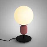 White Glass Spherical Night Lamp Macaron 1 Head Table Light for Childrens Bedroom Pink Short Arm Clearhalo 'Lamps' 'Table Lamps' Lighting' 2478499
