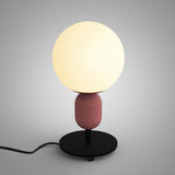 White Glass Spherical Night Lamp Macaron 1 Head Table Light for Childrens Bedroom Pink Short Arm Clearhalo 'Lamps' 'Table Lamps' Lighting' 2478499