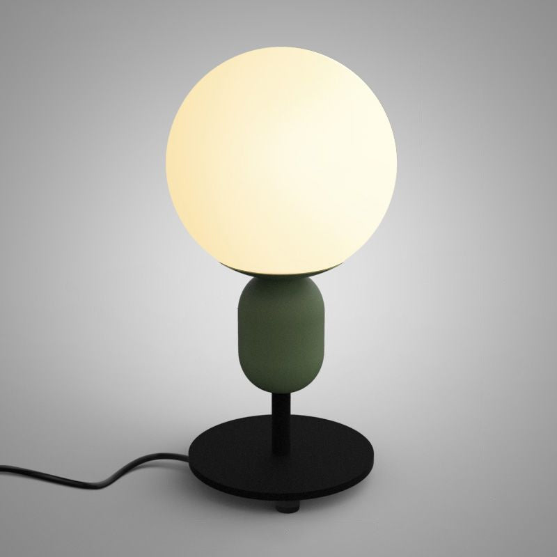 White Glass Spherical Night Lamp Macaron 1 Head Table Light for Childrens Bedroom Green Long Arm Clearhalo 'Lamps' 'Table Lamps' Lighting' 2478512