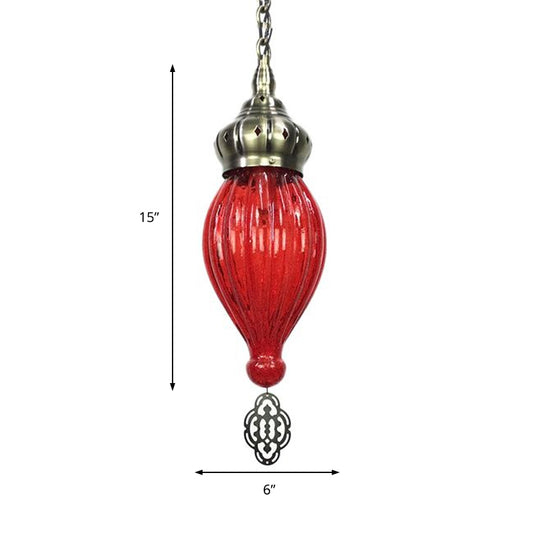 Teardrop Red/Pink/Yellow Suspension Pendant Traditional 1/4 Heads Hanging Light Kit for Living Room Clearhalo 'Ceiling Lights' 'Glass shade' 'Glass' 'Pendant Lights' 'Pendants' Lighting' 247851