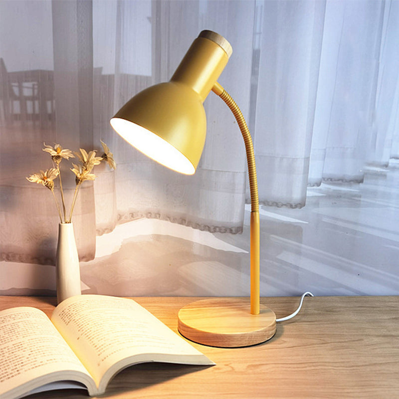 Flexible Gooseneck Metal Reading Lamp Nordic Style Single Night Table Light with Bell Shade Yellow Clearhalo 'Lamps' 'Table Lamps' Lighting' 2478543