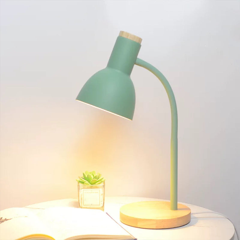 Flexible Gooseneck Metal Reading Lamp Nordic Style Single Night Table Light with Bell Shade Green Clearhalo 'Lamps' 'Table Lamps' Lighting' 2478548