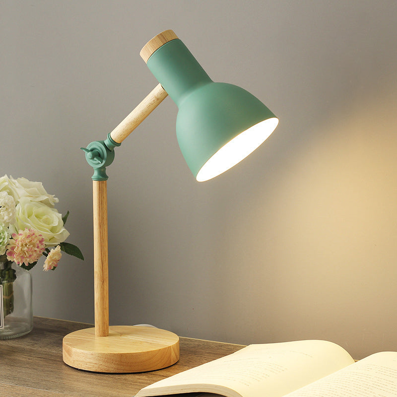 Torchlight Shade Study Light Macaron Metal 1 Head Bedroom Night Table Lamp with Adjustable Joint Green Clearhalo 'Lamps' 'Table Lamps' Lighting' 2478552