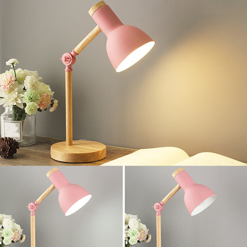 Torchlight Shade Study Light Macaron Metal 1 Head Bedroom Night Table Lamp with Adjustable Joint Clearhalo 'Lamps' 'Table Lamps' Lighting' 2478556