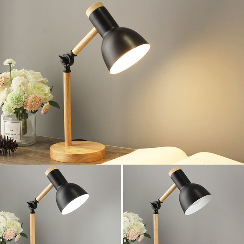 Torchlight Shade Study Light Macaron Metal 1 Head Bedroom Night Table Lamp with Adjustable Joint Black Clearhalo 'Lamps' 'Table Lamps' Lighting' 2478560