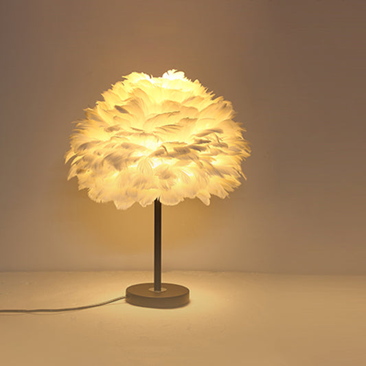 Feather Flower Blossom Table Light Contemporary Single-Bulb Night Lamp for Bedroom Clearhalo 'Lamps' 'Table Lamps' Lighting' 2478576