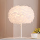 Nordic Style Spherical Nightstand Light Feather 1 Head Living Room Accent Table Lamp White White Straight Clearhalo 'Lamps' 'Table Lamps' Lighting' 2478587