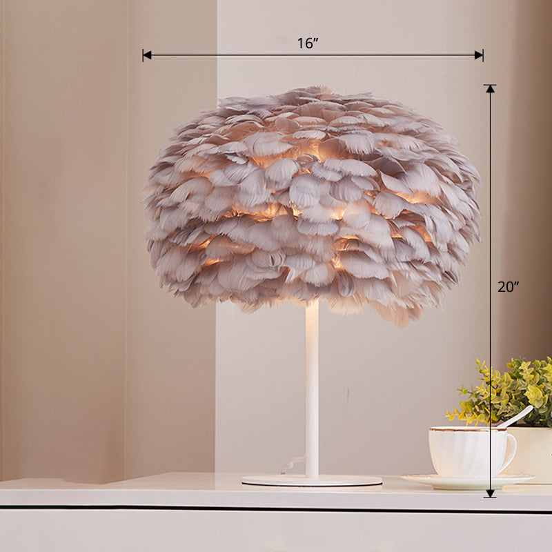 Nordic Style Spherical Nightstand Light Feather 1 Head Living Room Accent Table Lamp Clearhalo 'Lamps' 'Table Lamps' Lighting' 2478593