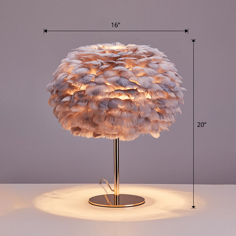 Nordic Style Spherical Nightstand Light Feather 1 Head Living Room Accent Table Lamp Clearhalo 'Lamps' 'Table Lamps' Lighting' 2478595