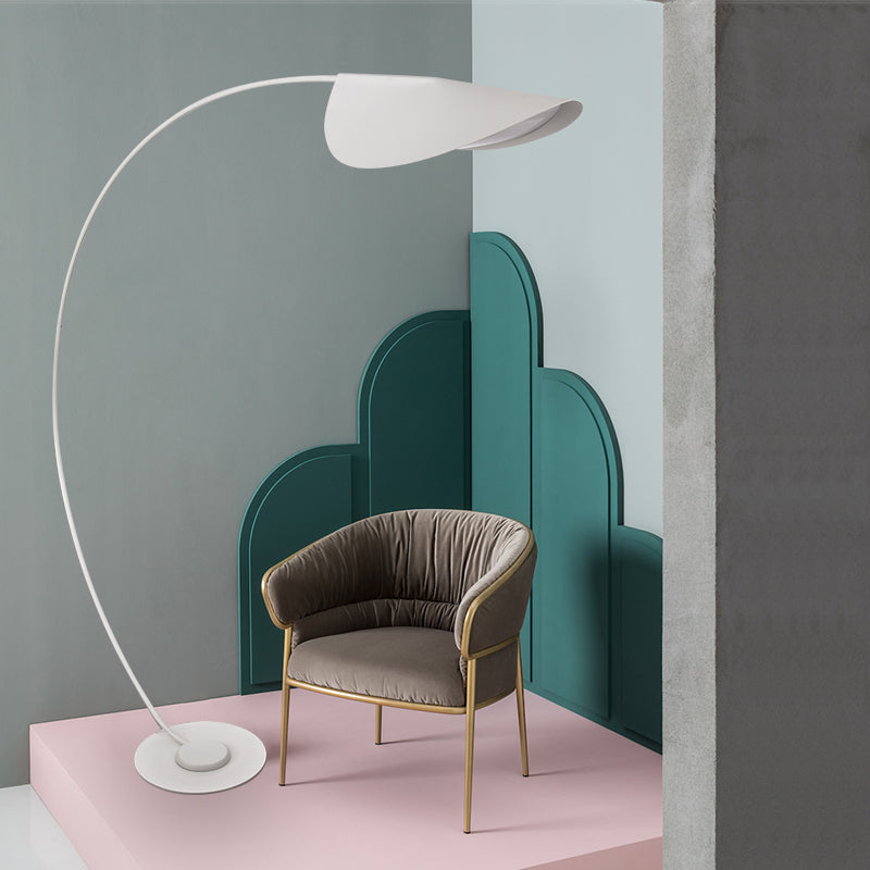 Macaron Arc Floor Light Metallic 1-Light Living Room Stand Up Lamp with Bend Shade Clearhalo 'Floor Lamps' 'Lamps' Lighting' 2478637