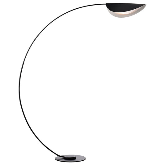 Macaron Arc Floor Light Metallic 1-Light Living Room Stand Up Lamp with Bend Shade Black Clearhalo 'Floor Lamps' 'Lamps' Lighting' 2478638