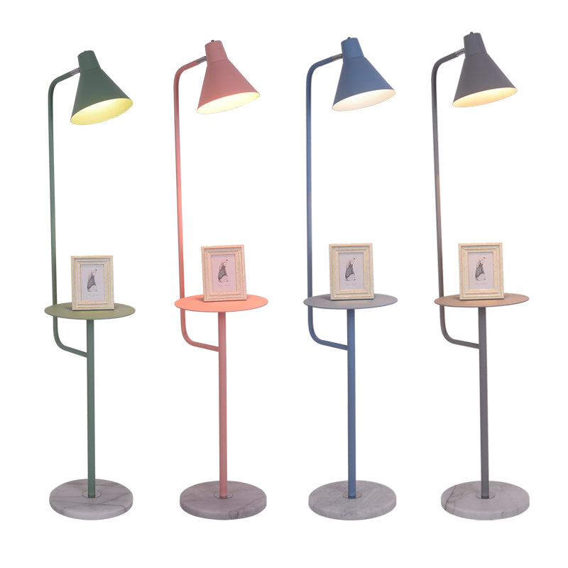 Macaron 1-Bulb Tray Floor Light Funnel Shaped Rotatable Standing Floor Lamp with Metal Shade Clearhalo 'Floor Lamps' 'Lamps' Lighting' 2478667
